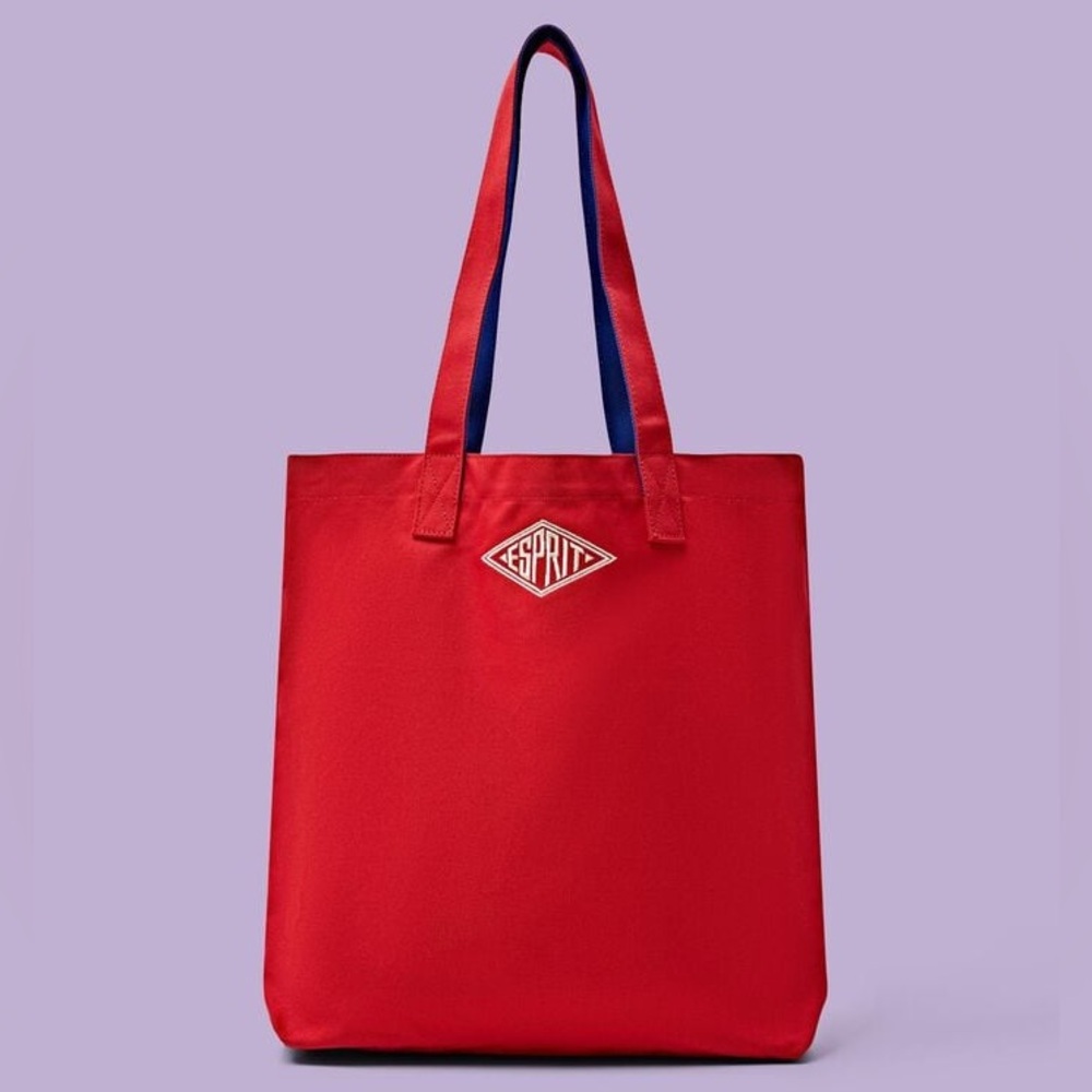 ESPRIT Vintage Throw-back 90's Red Blue Embroidered Canvas Tote Authentic